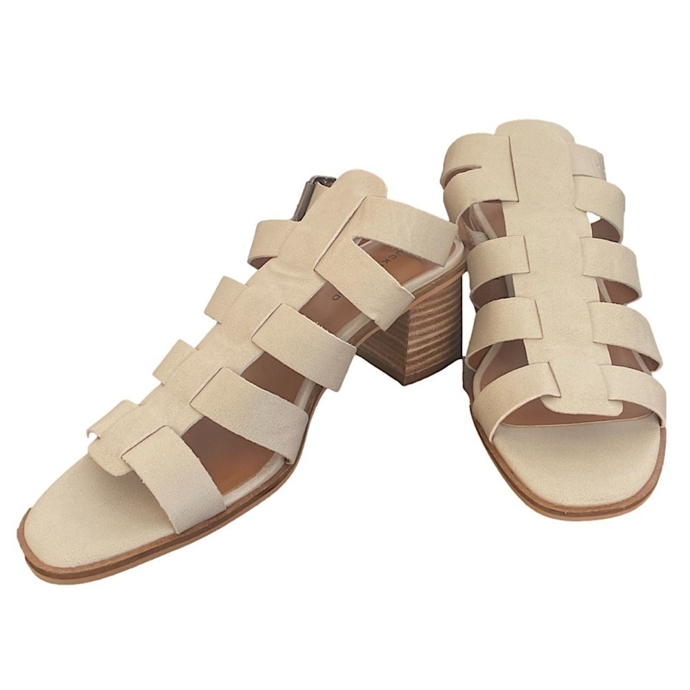 Lucky Brand Tan Stucco Lindzay Block Heel Sandal, 8.5 - Picture 2 of 9